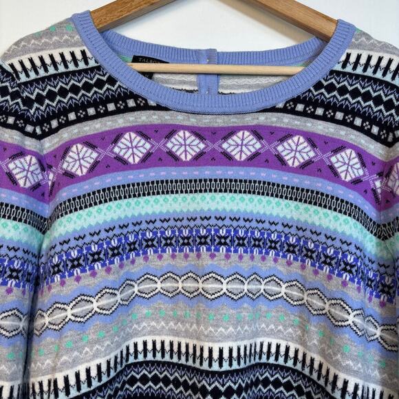 Talbots Cozy Fair Isle Crewneck Sweater size 1X Lambs Wool Preppy Warm Comfort - Picture 5 of 13